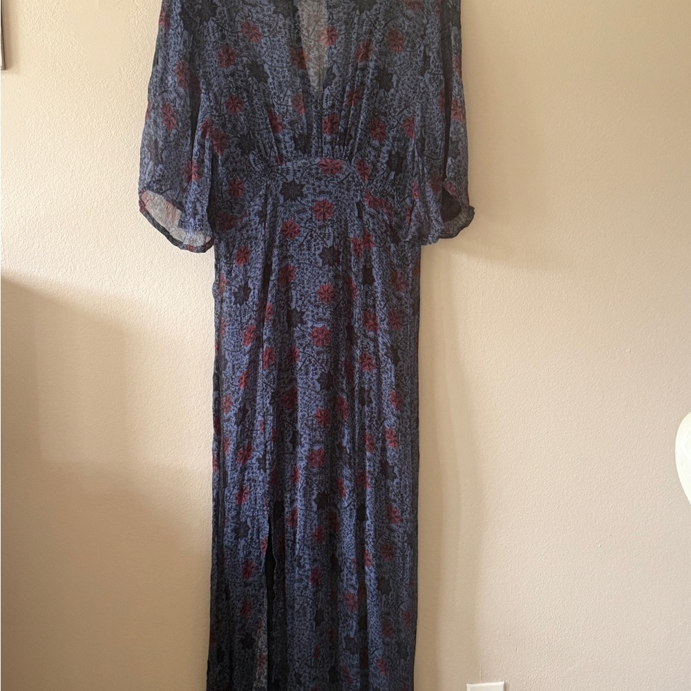 Natalie Martin Blue and Red Floral Maxi Dress